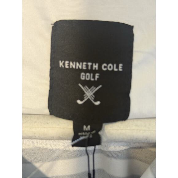 Kenneth Cole Mens Performance Polo Golf Shirt M Short Sleeve Casual Navy Stripe - Picture 8 of 8